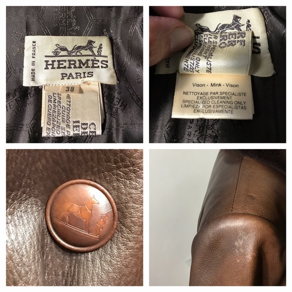 HERMES Rare Vintage Double Breasted Leather Jacket - Picture 3 of 4