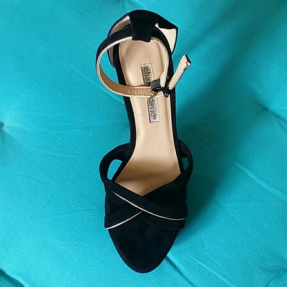 Charles David Black Suede Platform Sandals Heels - Picture 3 of 4