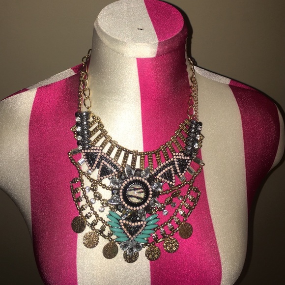 Gold & Turquiose Statement Necklace