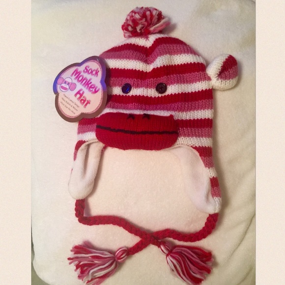 Accessories - Sock Monkey Hat Pink and White Striped