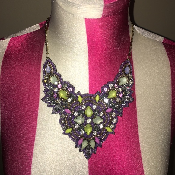 Purple Gem Statement Necklace