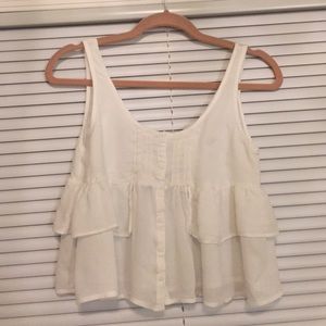White Crop Top with Ruffled Deatiling