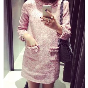 Pink thick winter dress