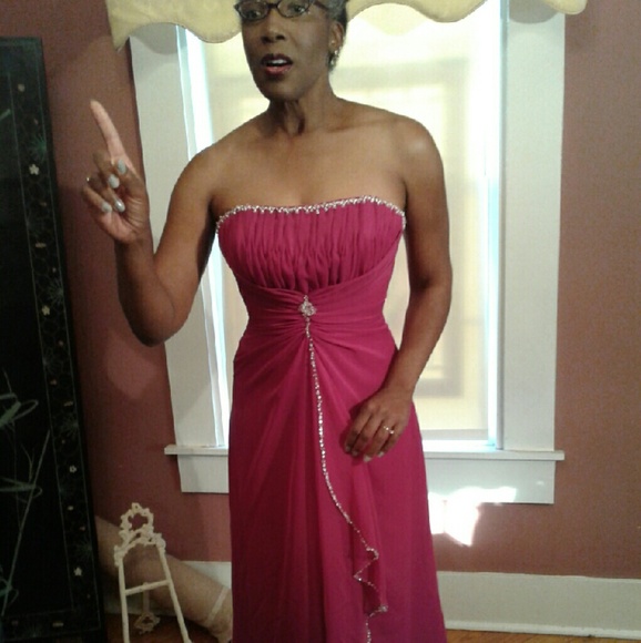 Vintage Raspberry Optional Strapless Formal Dress - image 2