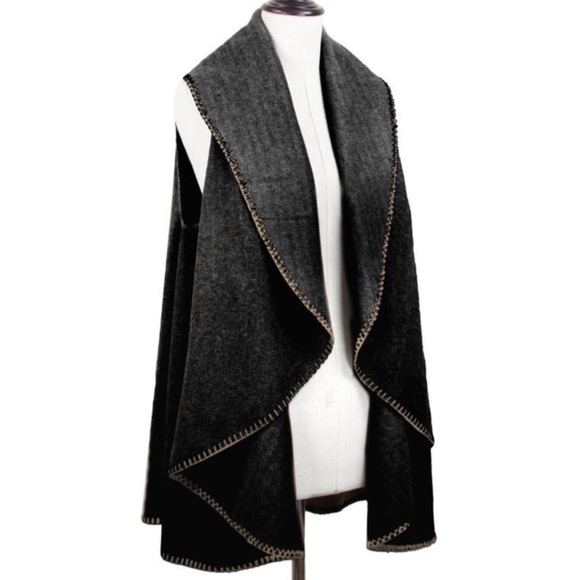Jackets & Blazers - Black Vest Shawl
