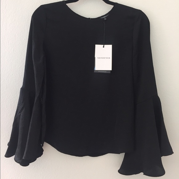 Black fashion blouse bell sleeve