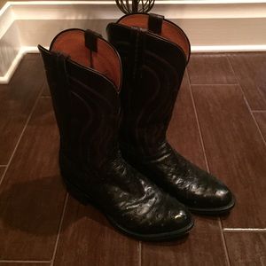 Lucchese Ostrich full quill black boots