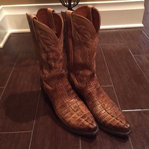 Tan lucchese alligator men's boots