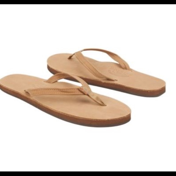 Rainbow Shoes - Rainbow single layer leather brown sandal thin