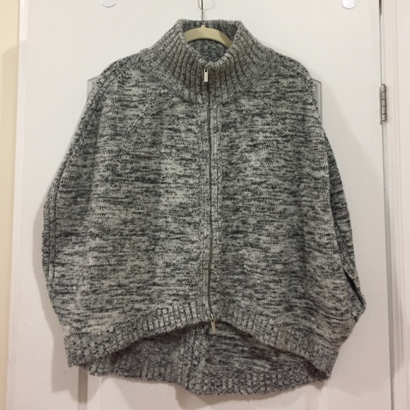 Beautiful grey and black poncho with zip up front