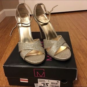 Ankle strap sparkly gold heels