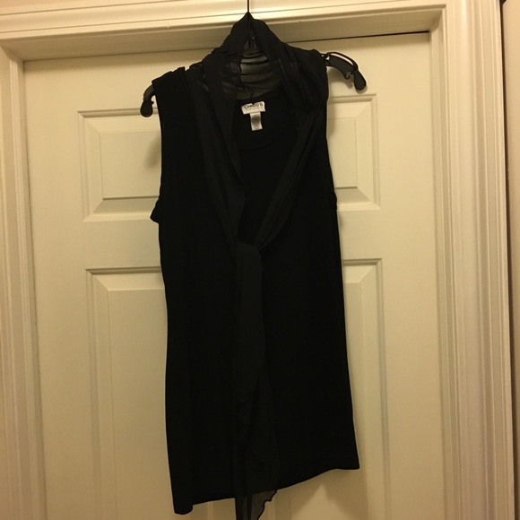 Long Stretch Knit Blouse with Attached Wrap