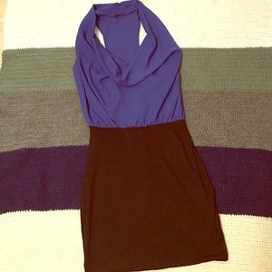 Blue and black mini dress