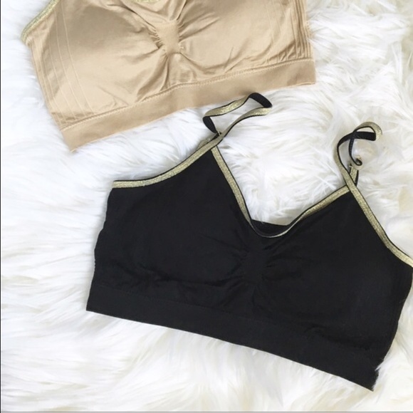 Glam glitter trim bralette with padding. - Picture 2 of 4