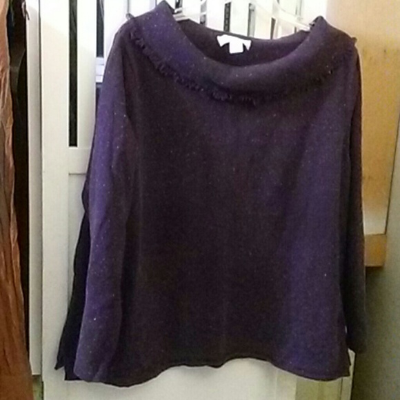 C.J. Banks by Christopher & Banks Sweaters - C.J. Banks Grape Fringed Cowl Neck