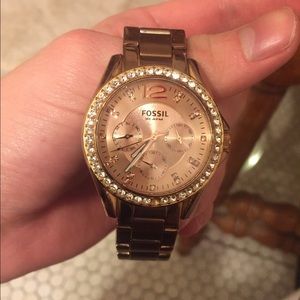 Fossil Women's ES2811 Riley Rose Gold Tone Watch