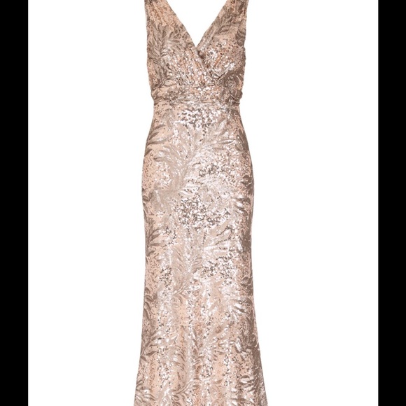 Badgley Mischka Blush Gold Jewel Dress Size 12 NWT