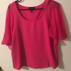 Pink dress shirt with sheer detail