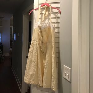 Lilly Pulitzer yellow seersucker halter dress