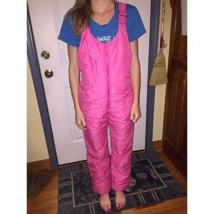 Girls YL Pink Ski Bibs