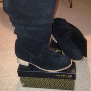 Charles by Charles David black suede pull on boots