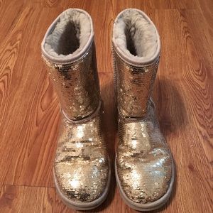 Ugg Gold Sequin Boots Size 8