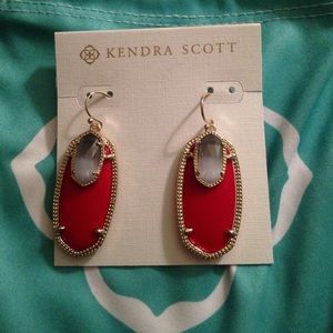 Kendra Scott Red and Gray earrings.
