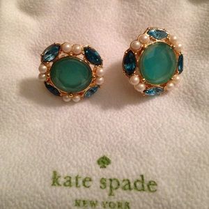 Kate spade Pearl and aqua oversized studs
