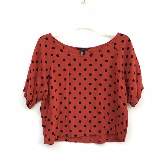 Tops - Burnt Orange Polkadot Crop Top