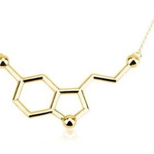 Serotonin molecule 24k gold plated necklace