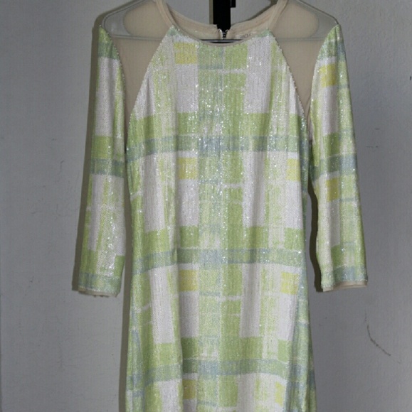 *SOLD* Rachel Roy Green Sequined Squareprinted - Picture 2 of 4