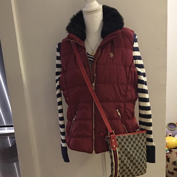 U.S. POLO ASSN. FAUX FUR COLLAR SHIRTTAIL VEST