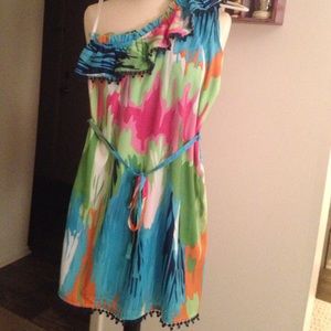 Mud pie brightly colored one shoulder dress