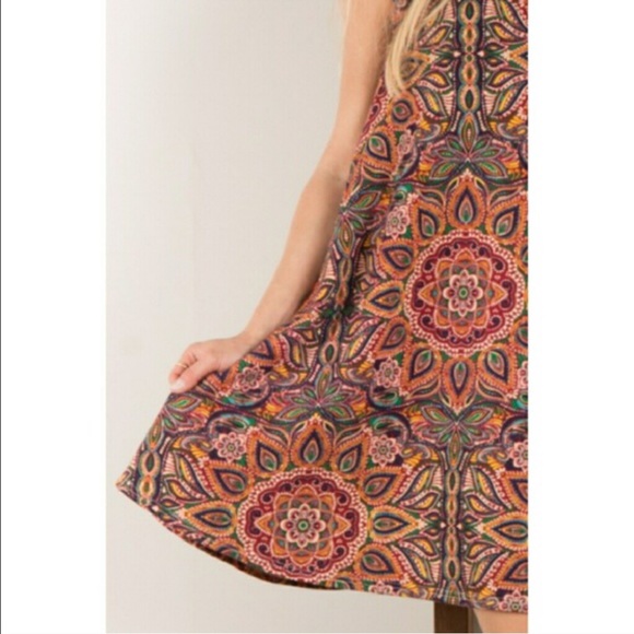 ☀️1 L left! ☀️Boho Print Sleeveless Swing Dress - Picture 4 of 8