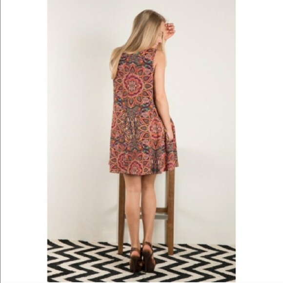 ☀️1 L left! ☀️Boho Print Sleeveless Swing Dress - Picture 5 of 8
