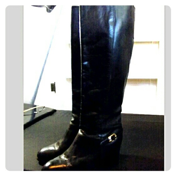 Vintage Brazilian Black Leather Heeled Boots 8