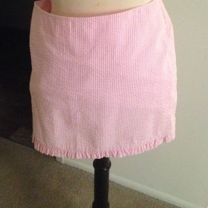 Lily Pulitzer pink seersucker ruffle hem skirt 4