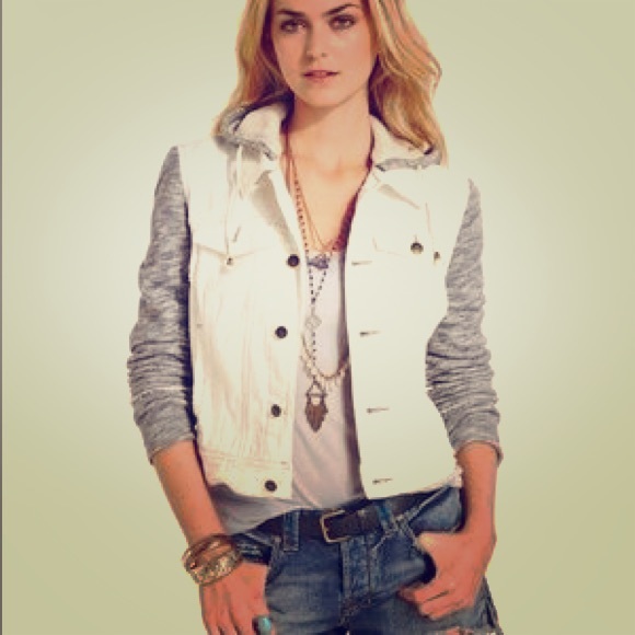 Free People knit hooded denim jacket