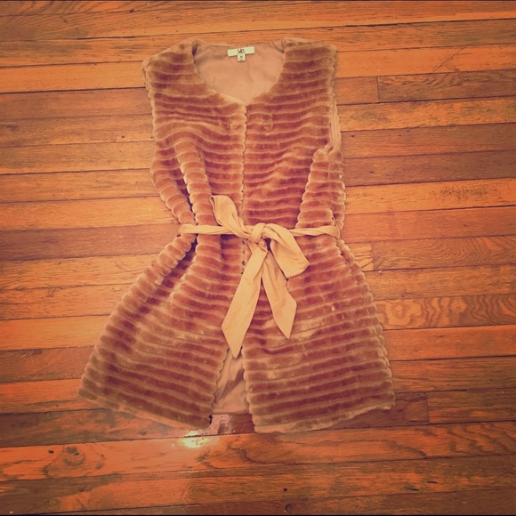 Faux Brown Synthetic shearling Vest Sz M