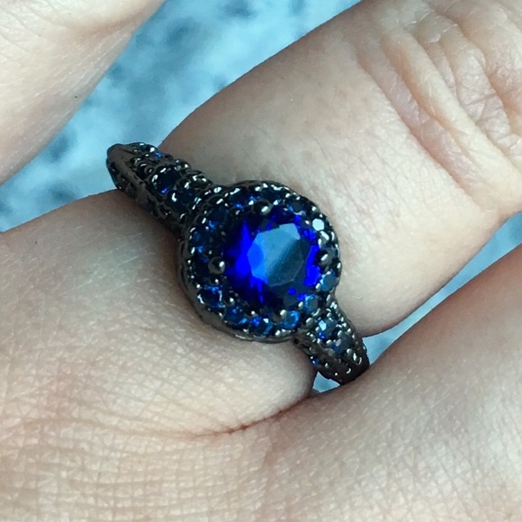 Vintage Gold Filled Sapphire CZ Ring - Picture 2 of 4