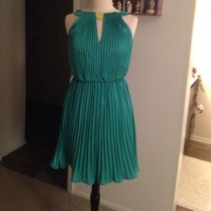 Vince Camuto teal pleated dress