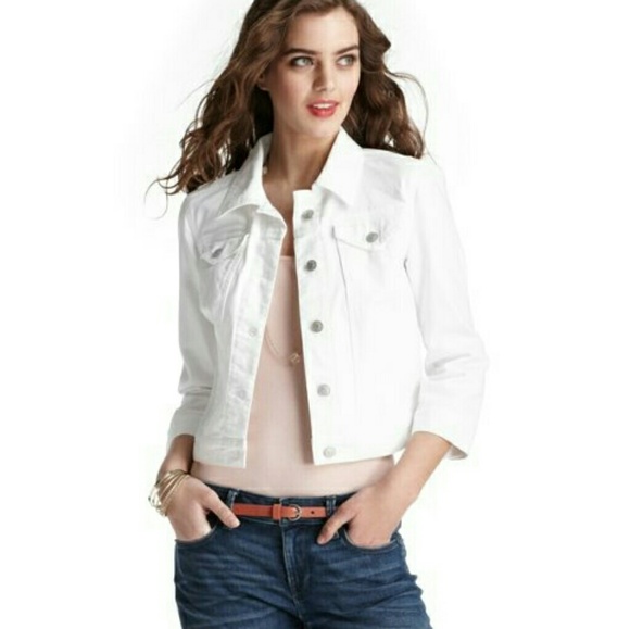 ann taylor white denim jacket
