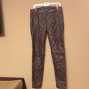 Moncler dark green/brown quilted down pantalones