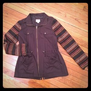 Mossimo Utility Brown Embroidered Jacket Sz M