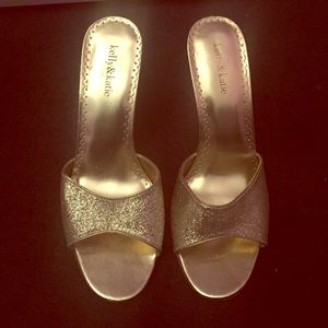 Kelly & Katie gold sparkle heels