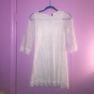 White Lace Dress 3/4 Sleeve