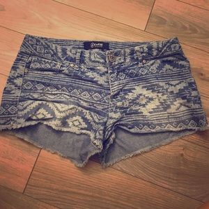 New Aztec design denim shorts