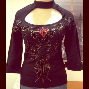 Harley Davidson knit top with tattoo heart ♥️