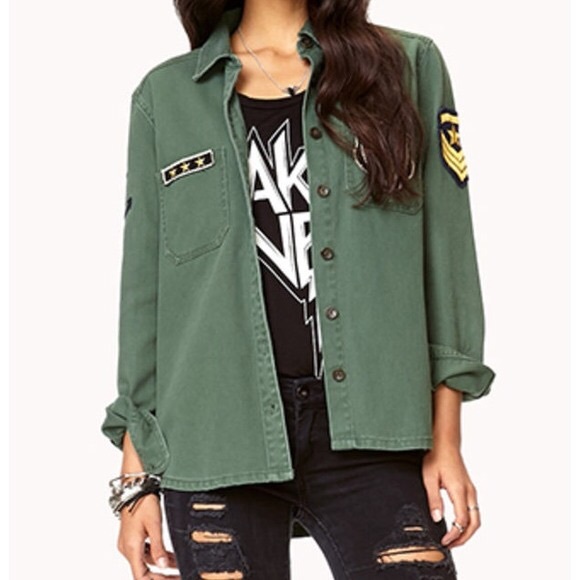 F21 Patched Military Shirt