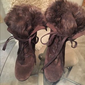 Stuart Weitzman chocolate brown suede wedge boots